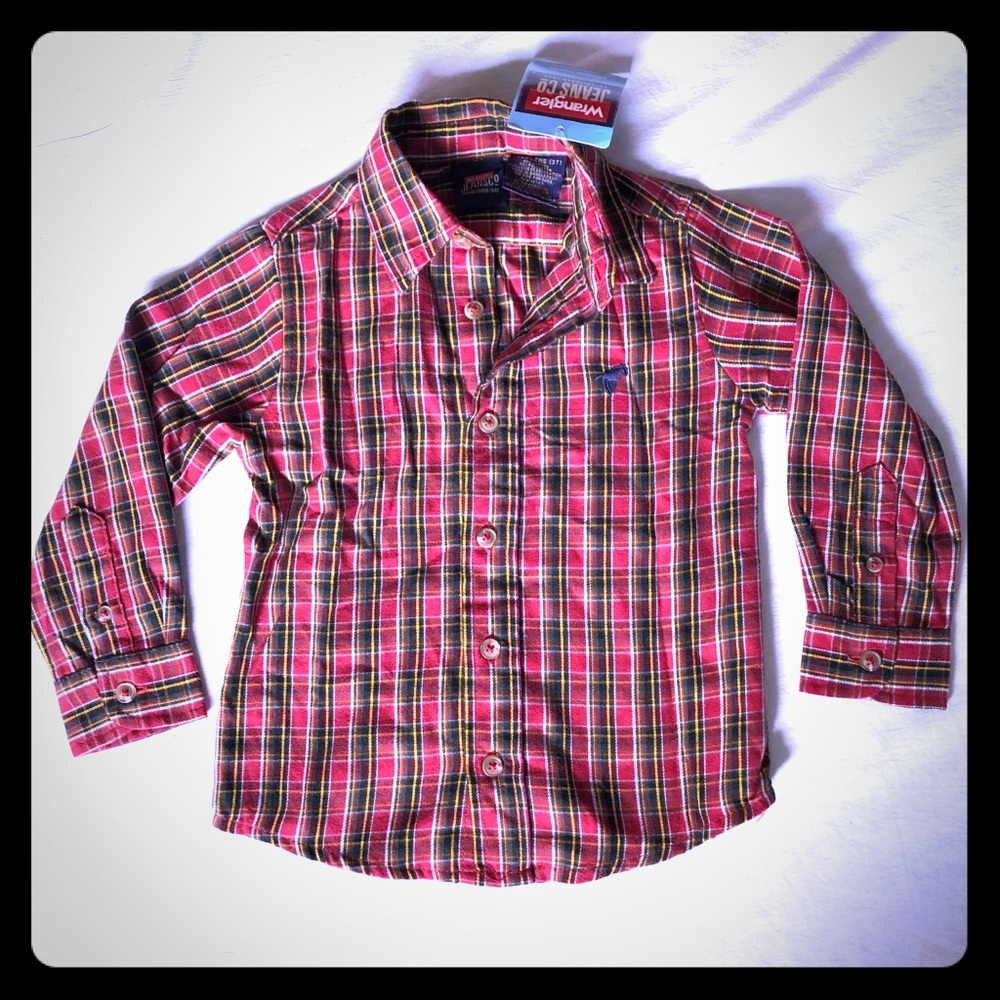 Plaid Wrangler Boys button up polo